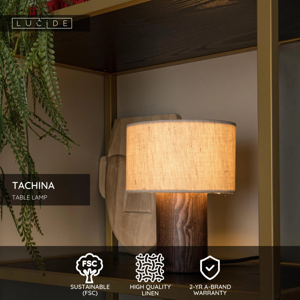 Lampada da tavolo scandinava TACHINA lino beige Lucide