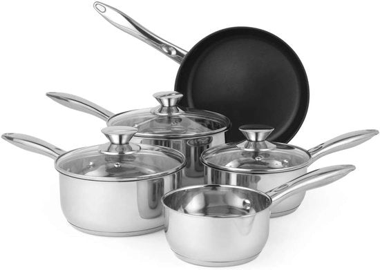 Set di Pentola Classica - 5 pezzi - Adatto per tutti i fornelli - Acciaio Inox
