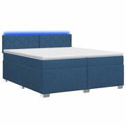 Letto con Box Spring, Materasso e LED Blu 200 x 200 cm Tessuto 3452035