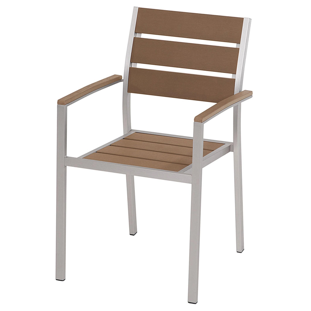 Set di 6 sedie da giardino da pranzo in plastica marrone con schienale a doghe in alluminio anodizzato set di sedie da esterno