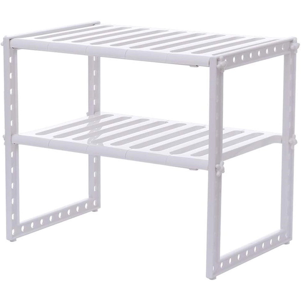 Trade Shop - Scaffale Stoviglie Estensibile 50-70cm Organizer Sottolavello Portaoggetti Mensola 2 Piani -