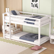 OKWISH Letto a Castello, Letto Singolo con Spondine, Salvaspazio, 200×90 cm, senza Materasso, in Pino Massello, Bianco