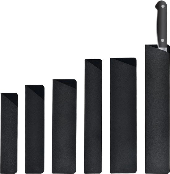6 set di raccolta con protezioni per lame rettangolari - 6 tipi di protezioni per lame - utensile da cucina portatile (nero)