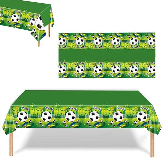 Tappeto da tavolo tema calcio - unico lato stampato - plastica - dimensioni 220 x 130 cm - tappeto da tavolo per compleanni - decorazione calcio - adatto per feste - decorazione da tavolo