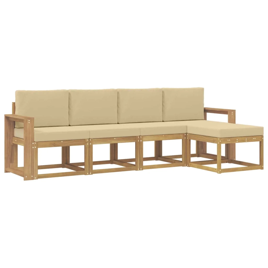 Set di divani da esterno con cuscino 5 pcs Bianco e Beige 3387497