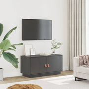 Mobile Porta TV Grigio 80x34x40 cm in Legno Massello di Pino 818232