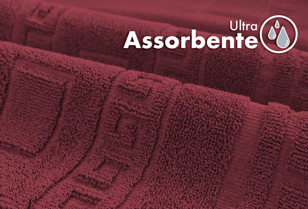 Tappeto Bagno Assorbente In Spugna Varie Misure Da Scendidoccia A Tappeto Grande Lavorazione Jacquard Tinta Unita Ricamo Cornice Lavabile Lavatrice Bordeaux - Scendidoccia45x60