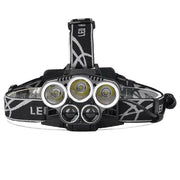 Trade Shop - Torcia Frontale 5 Led Ricaricabile 6 Modalità Di Illuminazione Escursioni Pesca -