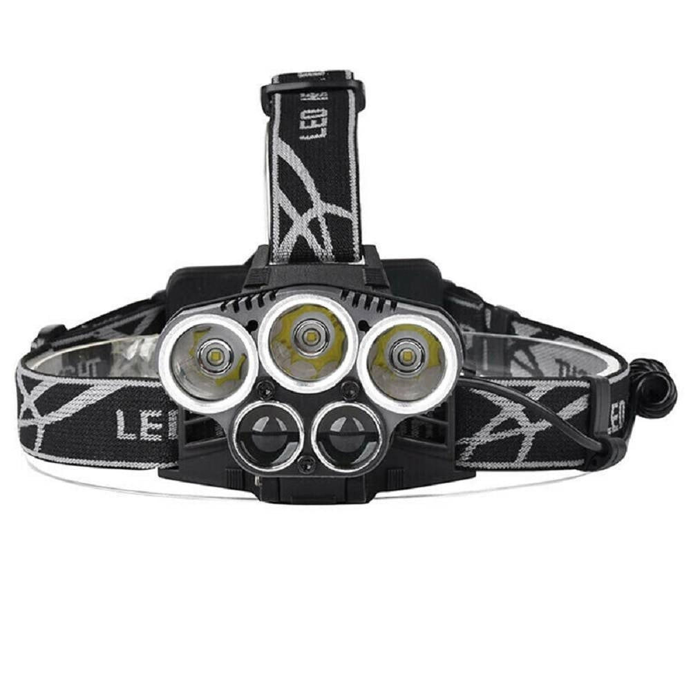 Trade Shop - Torcia Frontale 5 Led Ricaricabile 6 Modalità Di Illuminazione Escursioni Pesca -