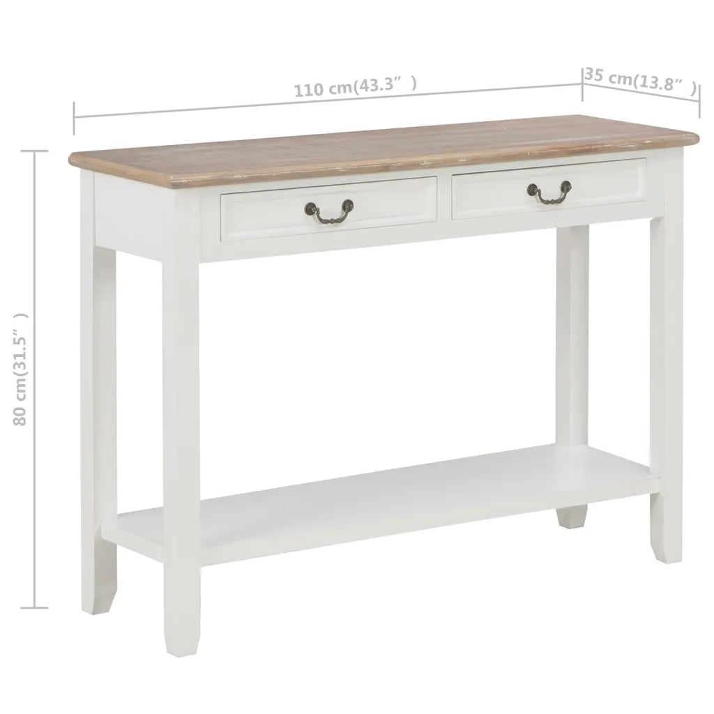 Tavolo Consolle | Tavolo d'Ingresso Bianco 110x35x80 cm in Legno