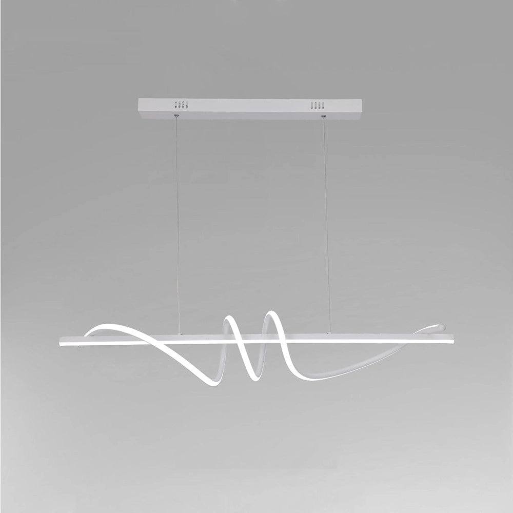 Trade Shop - Lampadario A Sospensione Led 65w Bianco Spirale Ondulato Luce 6500k Vortice Orizzontale 32439 -