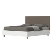 Letto matrimoniale contenitore doppia alzata 160x200 bianco frassino testata similpelle cappuccino Level