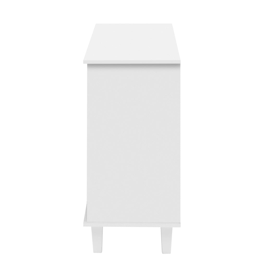 Credenza con Ante a Specchio e Cassetti ¨C MINIMAL ¨C Bianco con Maniglie in Cristallo
