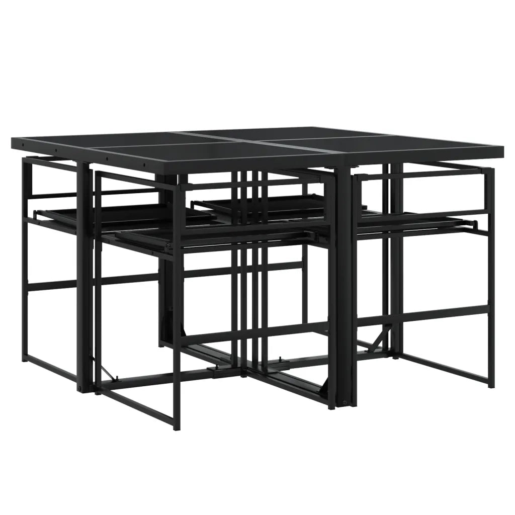 Set da Pranzo da Giardino con Cuscini Nero in Textilene 3295073