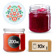 KADAX 10x Vasetti Vetro 200ml Conserva Marmellata Miele + Tappi Fi66