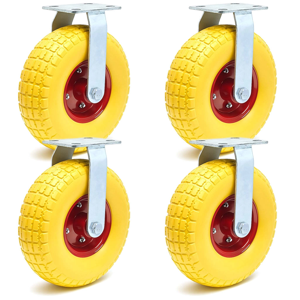 Set 4x ruote fisse da trasporto gialle 258 x 78 mm Cerchi in metallo antiforatura Max 150kg/ruota