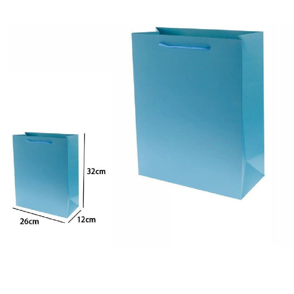 Trade Shop - Set 3pz Buste Borsa Regalo Sacchetti 32x26x12cm 69904 Celeste Con Manico Cordino -