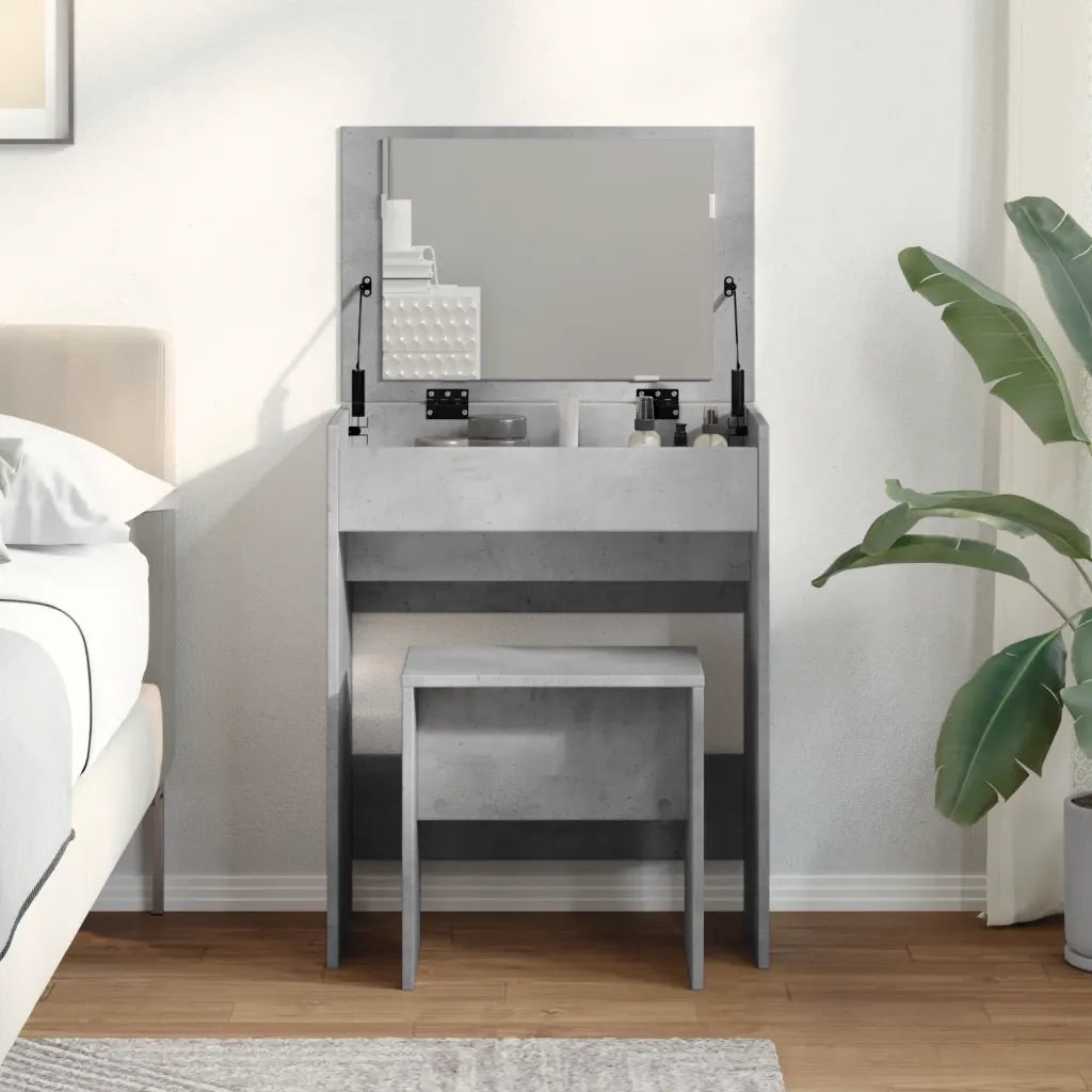 Toeletta e Sgabello Grigio Cemento 60x40x113,5 cm