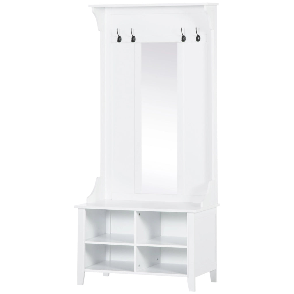 Appendiabiti Scarpiera con Specchio ¨C zephmum ¨C Legno Bianco 80x40x170cm