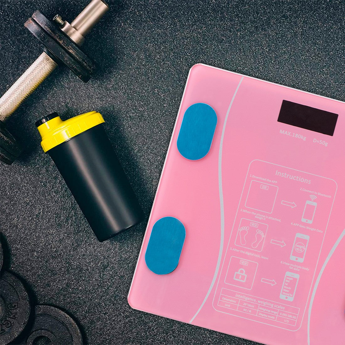 Bilancia Pesapersone Digitale Max 180 Kg in Vetro con App Bluetooth Rosa