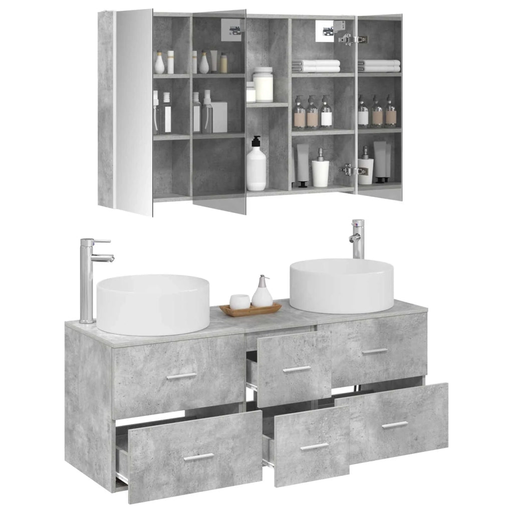 Set di mobili per il bagno 4 pcs Grigio Cemento 3407106