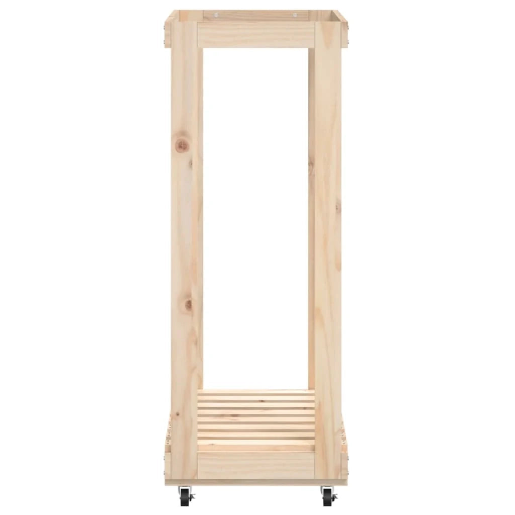 Portalegna con ruote 76,5 x 40 x 108 cm legno massello di pino marrone 02_0043802