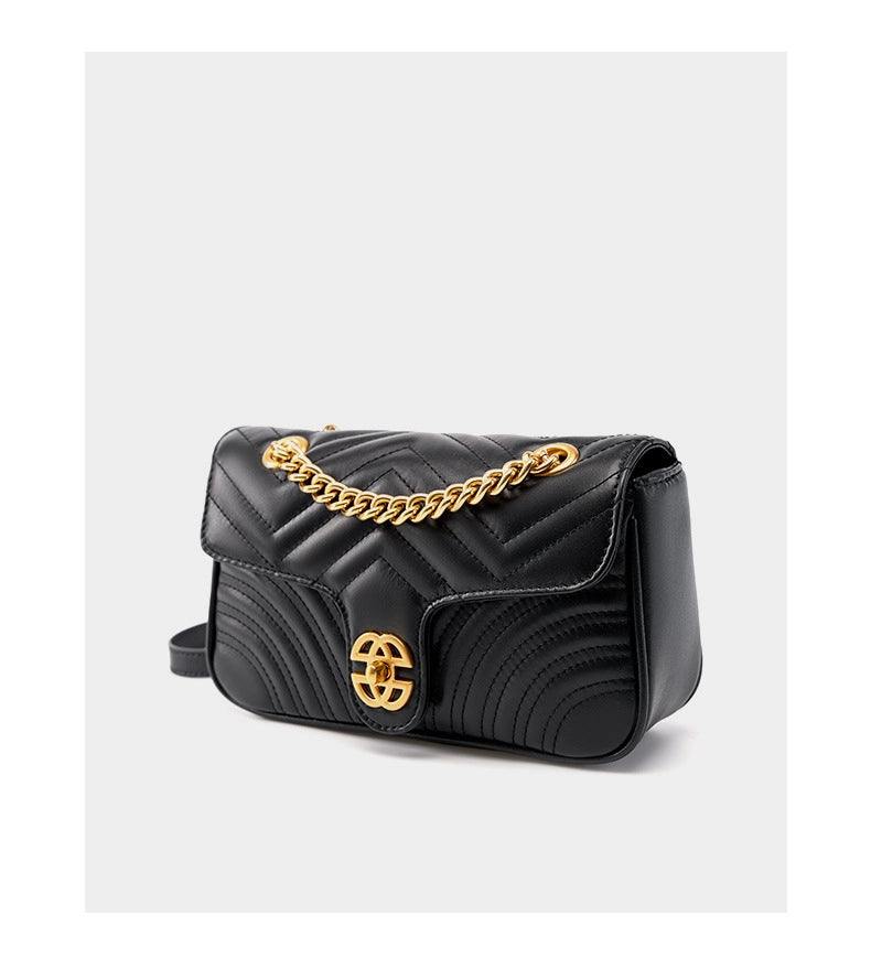 Borsa a tracolla da donna in vera pelle, colore nero.