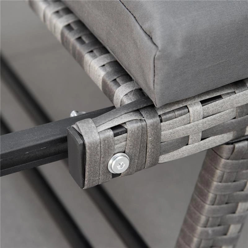 DIVANO DA GIARDINO 2 POSTI IN RATTAN CON IMBOTTITURA E BRACCIOLI RIBALTABILI, 129X63X67CM, GRIGIO