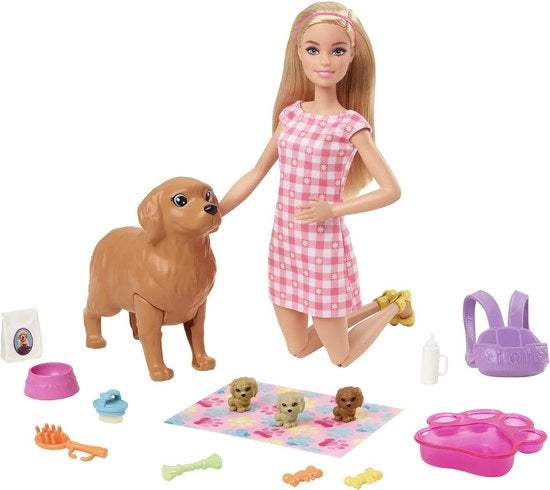 Set di Giocattoli per Bambini di 3-7 Anni con 3 Cuccioli di 29 cm e Materassino di Supporto per Madre e Cuccioli