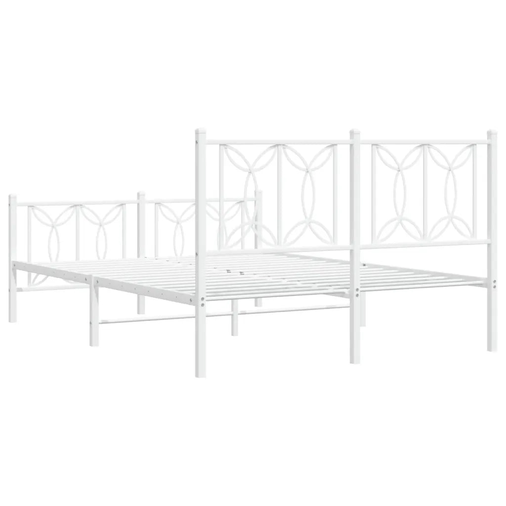 Giroletto con Testiera e Pediera-Struttura Letto Metallo Bianco 140x200 cm 690834