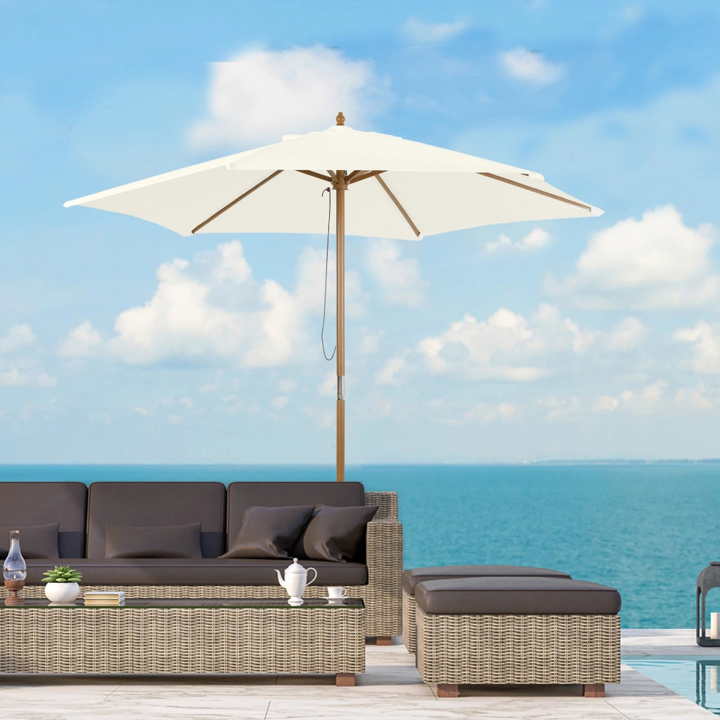 Sonnenschirm ? 250 cm ¨C zephmum ¨C Bambus, Wei?