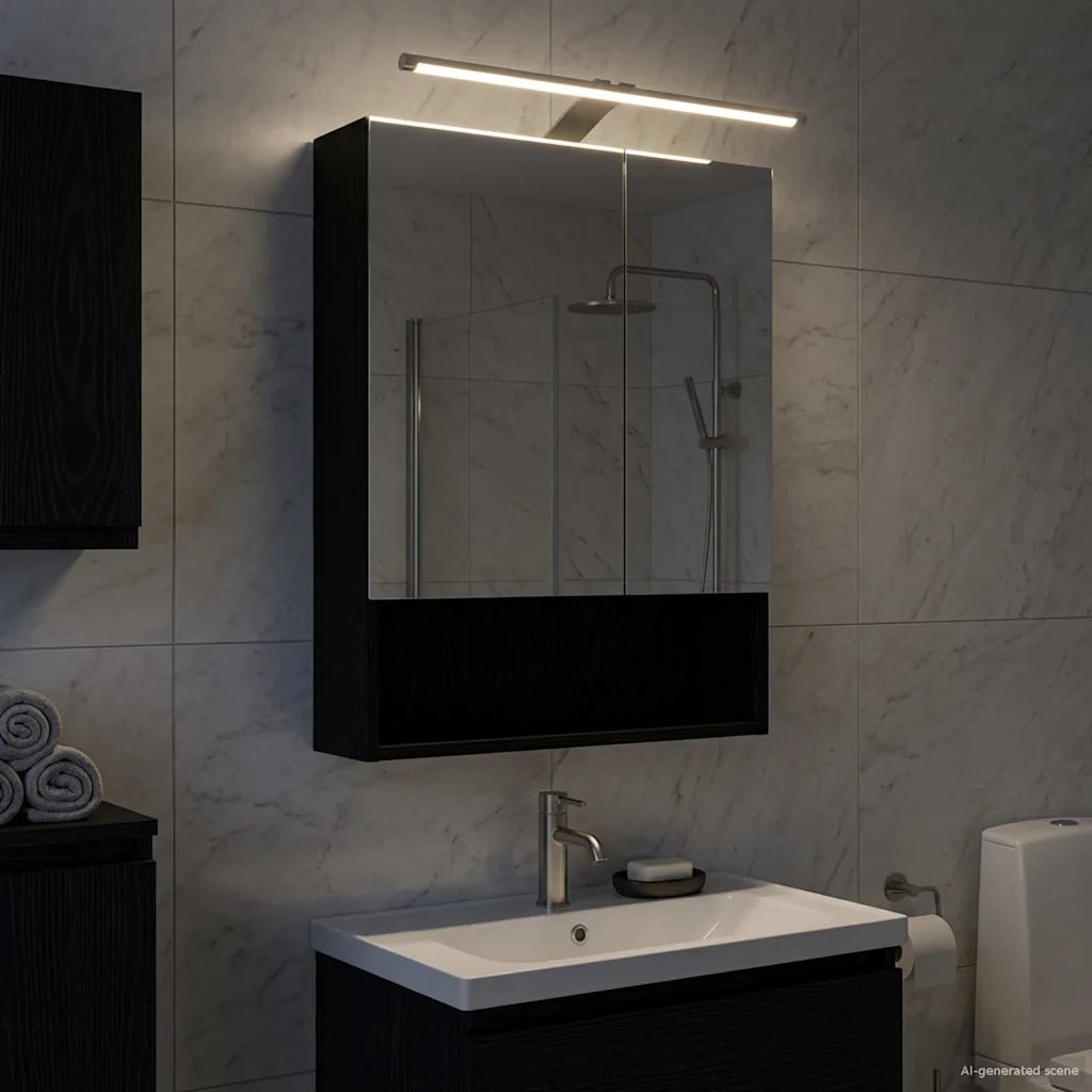 Mobiletto per specchio da bagno Rovere Nero 50 x 14,5 x 70 cm