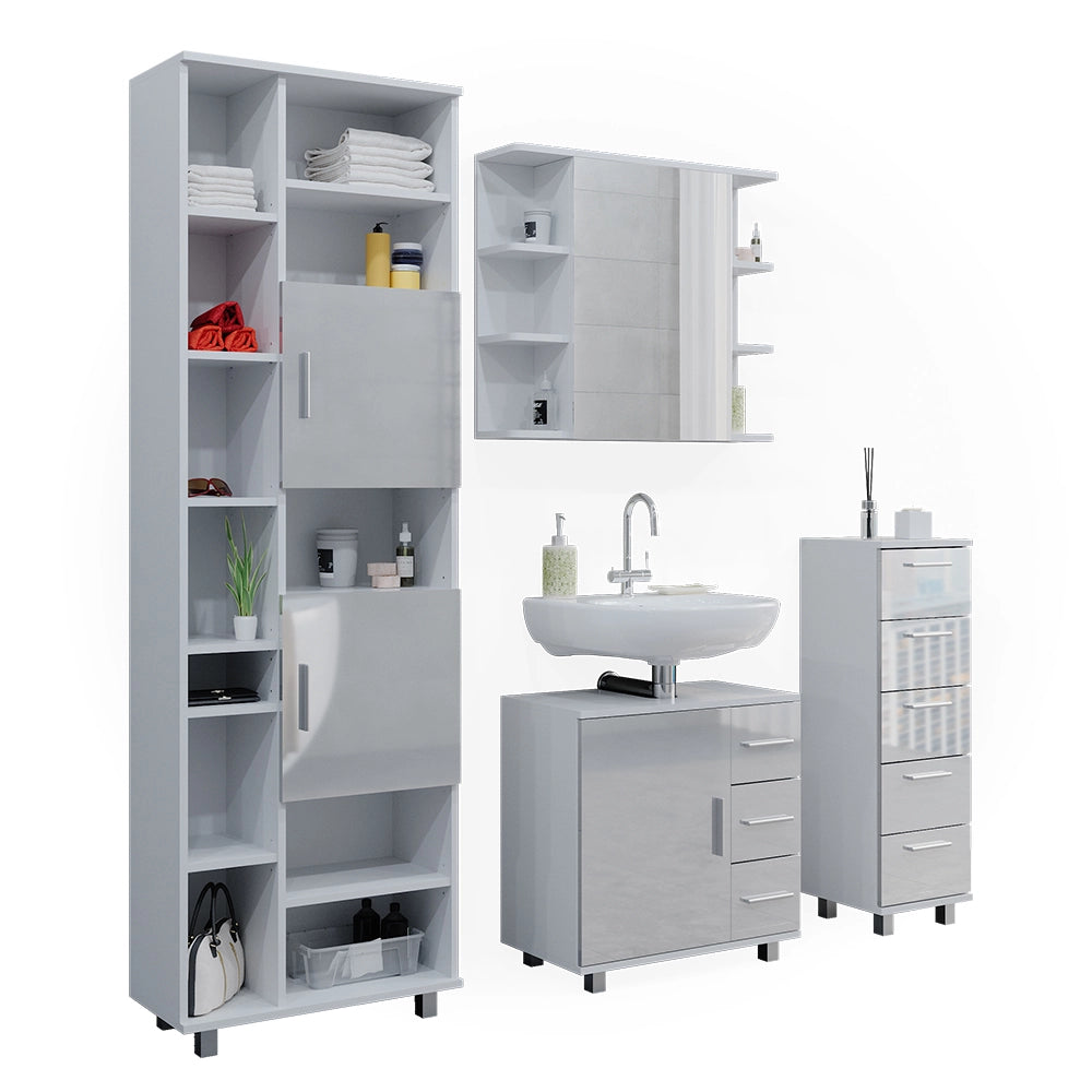 Vicco Set mobili bagno Bianco lucido 4 parti
