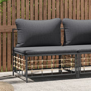 Divano Centrale da Giardino con Cuscini-Sofa Modulare-Divanetto da esterno Polyrattan Grigio Scuro