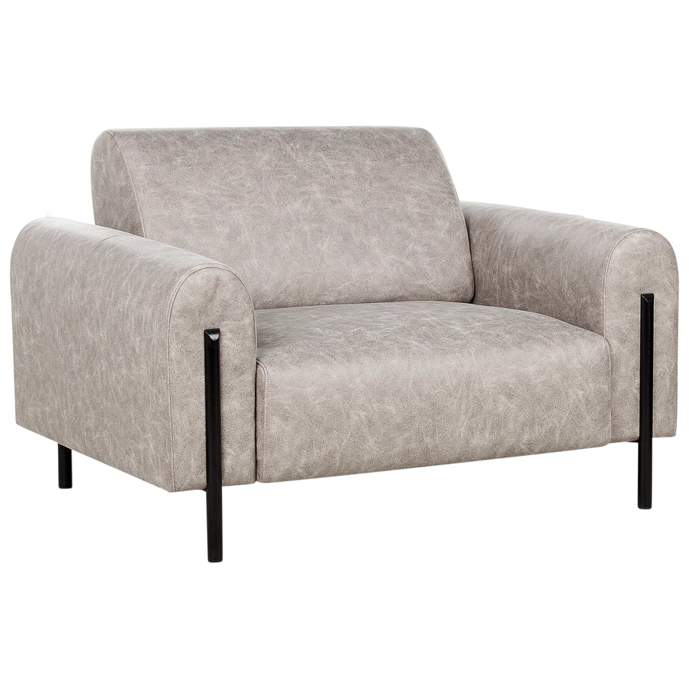 Set soggiorno divano 3 posti e poltrona imbottita in tessuto grigio con schienale regolabile stile moderno