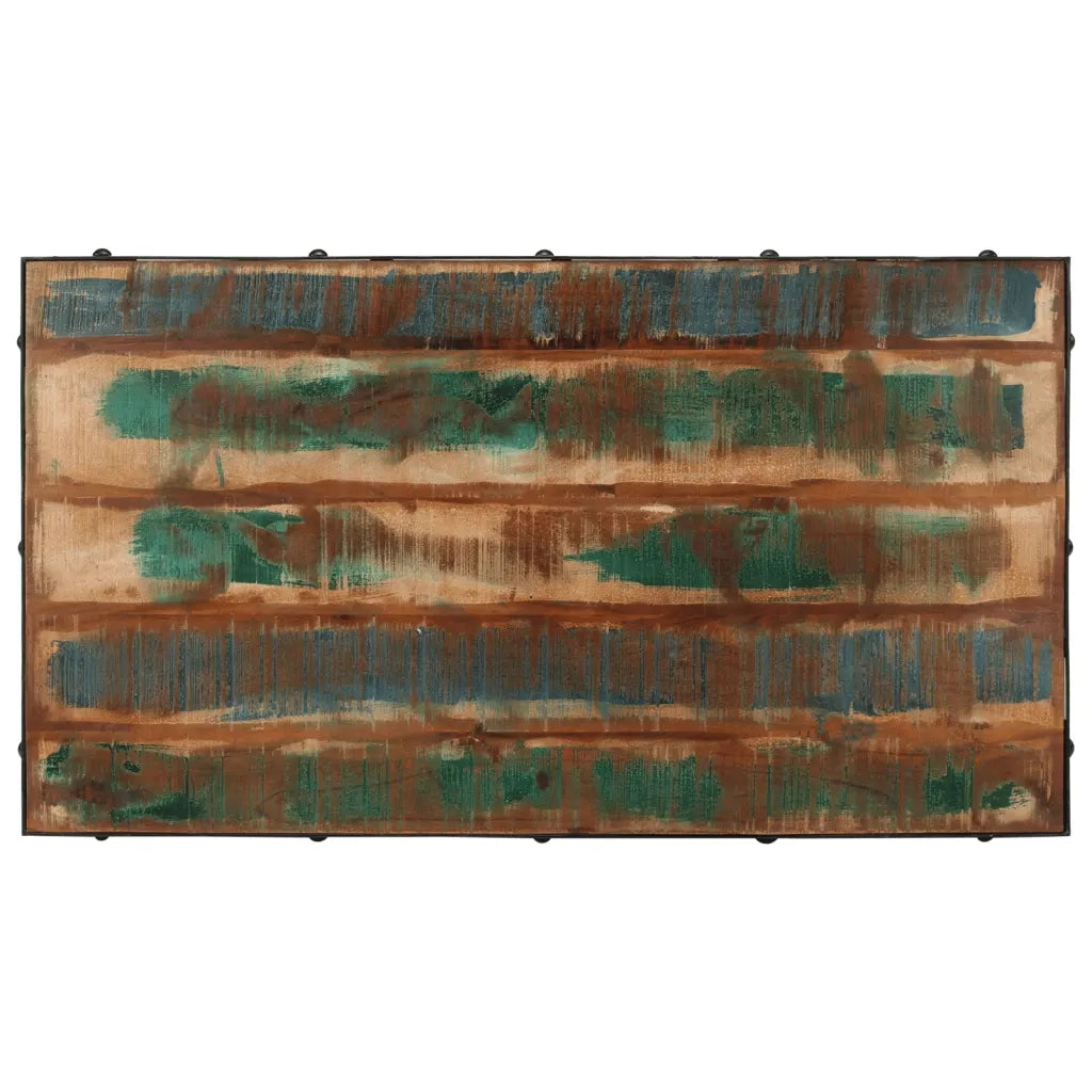 Tavolino Salotto con Ruote Legno Massello Recupero 100x55x26 cm