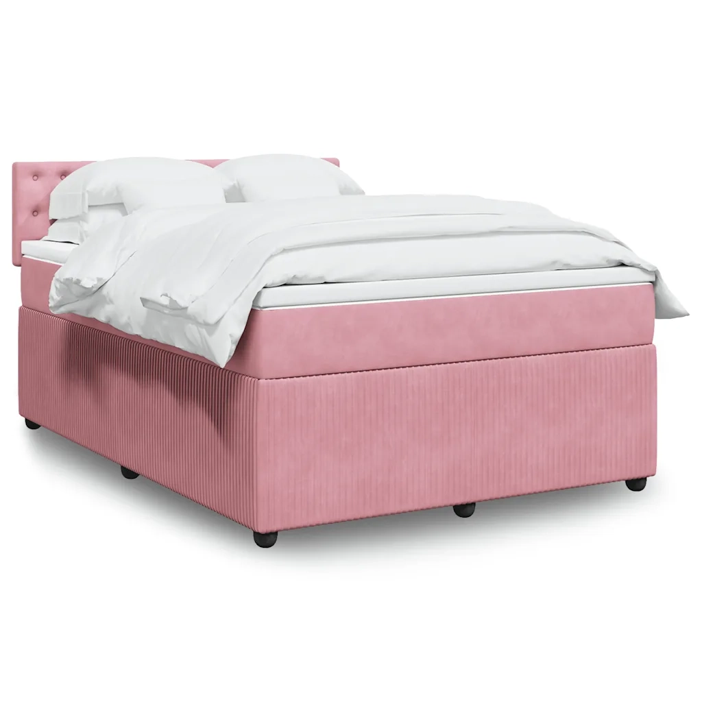 Giroletto a Molle con Materasso Rosa 140x200 cm in Velluto 3287775