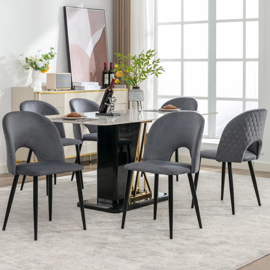 Sedia imbottita 47x44x84 cm con schienale; velluto e piedini regolabili grigio