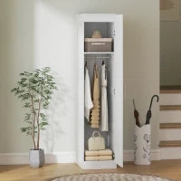 Armadio Multiuso con Asta Appendiabiti, Ripiano, Porta a Chiusura Dolce 40 x 52 x 180 cm Bianco