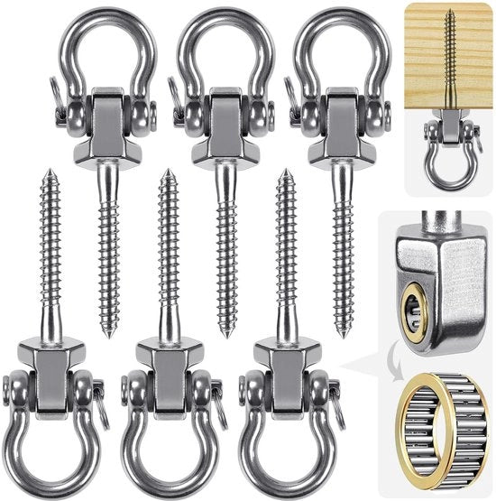 Hangers oscillanti pesanti - Acciaio inossidabile - Ideali per interni ed esterni - Grucce silenziose rotanti - Set da 6 pezzi - Adatti per bambini