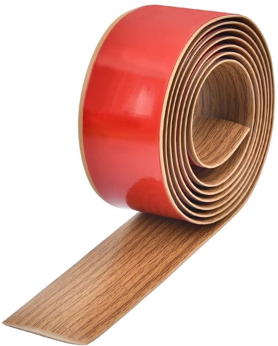 Profilo di transizione in legno a sfondo marrone autoadesivo, 2m x 5cm, profilo di transizione autoadesivo per pavimento, profilo di transizione per pavimenti in laminato, profilo di transizione autoadesivo per pavimenti in vinile.