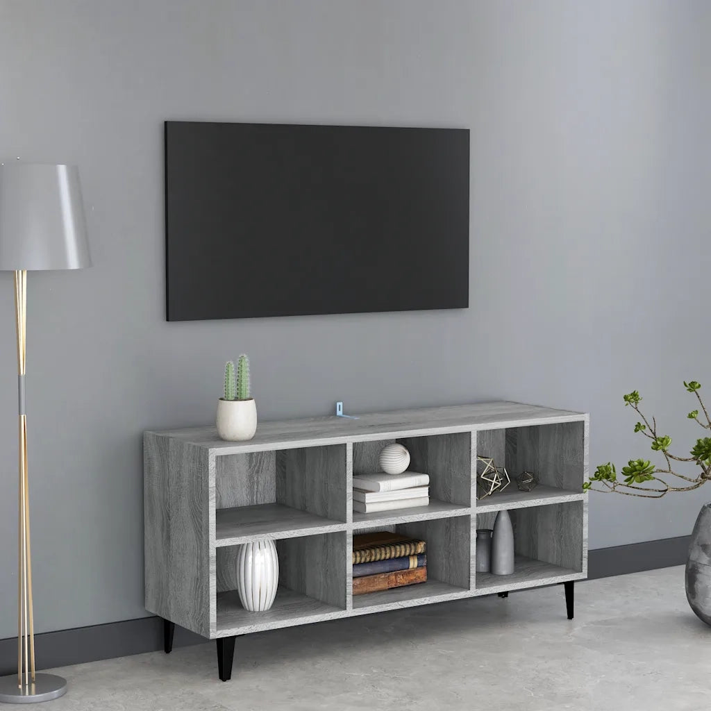 Mobile TV con Gambe in Metallo Grigio Sonoma 103,5x30x50 cm 813156