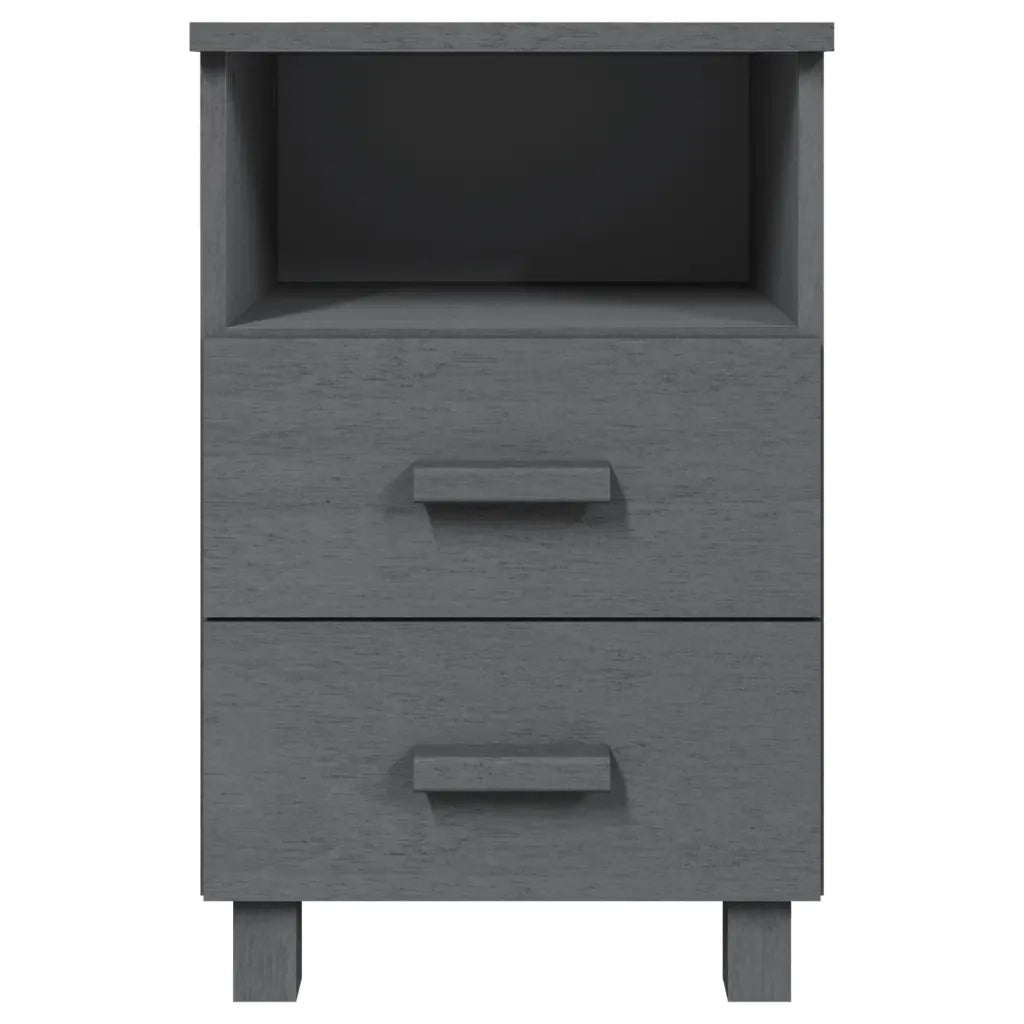Comodino Grigio Scuro 40x35x62 cm in Legno Massello di Pino cod mxl 39771