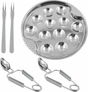 Impastatrice per frutta di mare: tavola per ostriche, contenitore per ostriche, teglia per ostriche, pinza, forchetta - Acciaio inossidabile - Per piatti da servizio per ostriche e osterie - Accessori per casa, ristoranti, hotel - Lavastoviglie