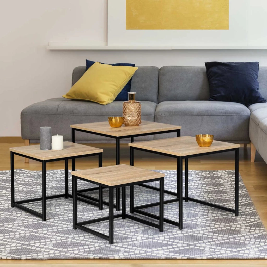 IDMarket - Set di 4 tavolini di design industriale DETROIT 35/40/45/50
