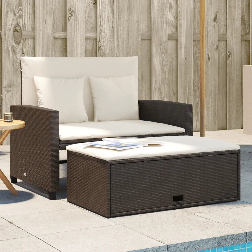 Divano da Giardino a 2 Posti con Cuscini-Sofa da Giardino-Divano da esterno in Polyrattan Marrone 230209