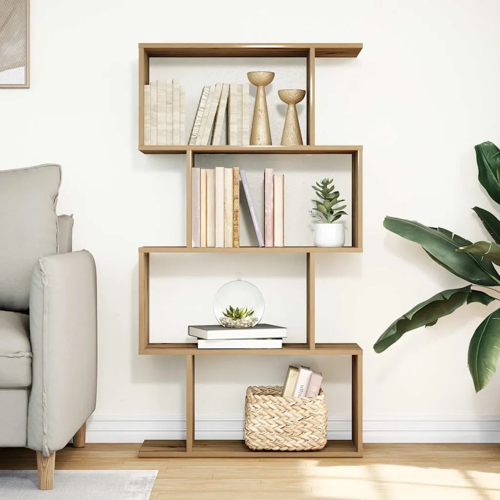 Libreria 4 Ripiani Rovere Artigianale 70x24x129 cm Truciolato 858110