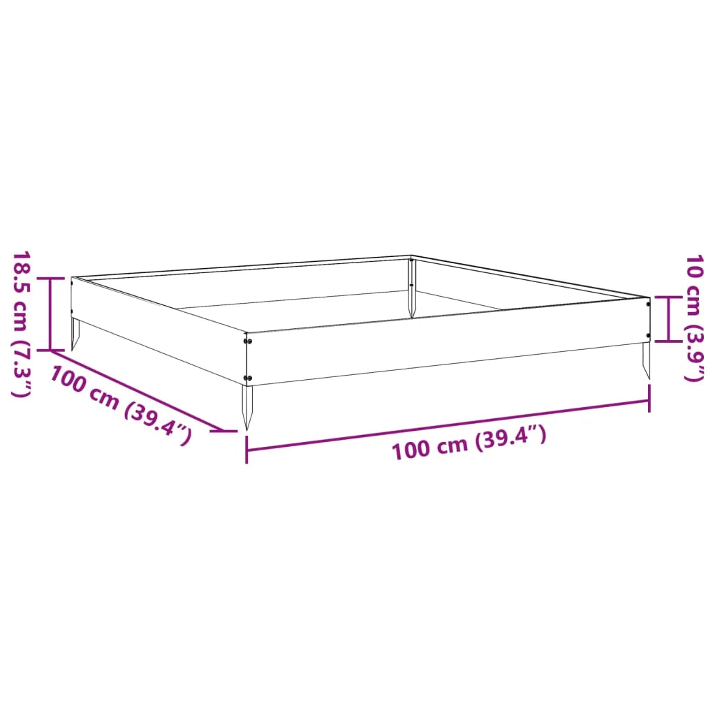 Fioriera rialzata per piante e fiori terrazza giardino 100 x 100 x 18,5 cm acciaio inox argento 02_0039261