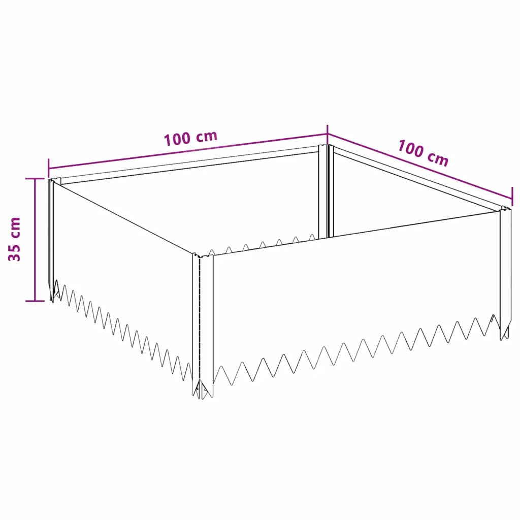 Bordura per Prato 100 x 100 x 35 cm Acciaio Argento 8008981