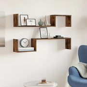 Mensole a Muro 2 pz Rovere Fumo 100x15x20 cm Legno Multistrato cod mxl 33249